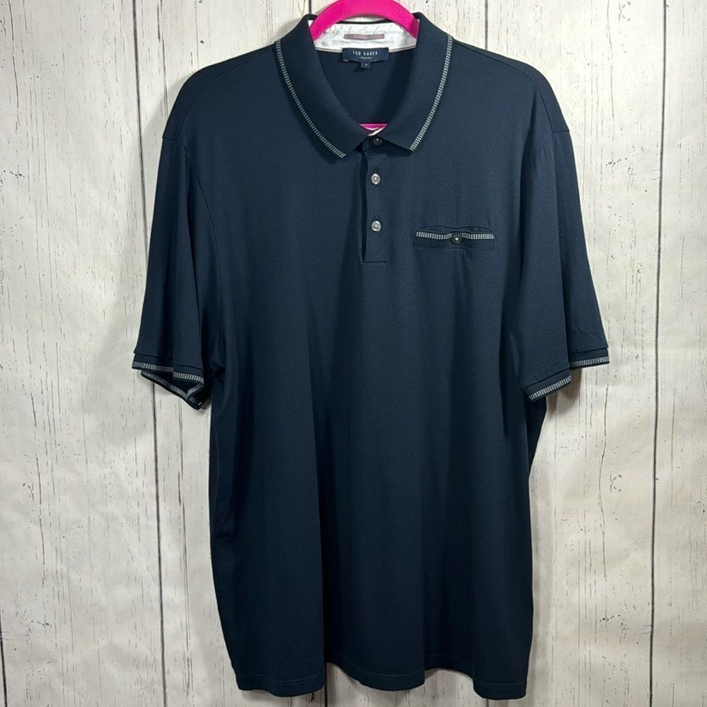 Ted Baker London Mens Black Tortila Slim Fit Tipped Front Pocket Polo Shirt
